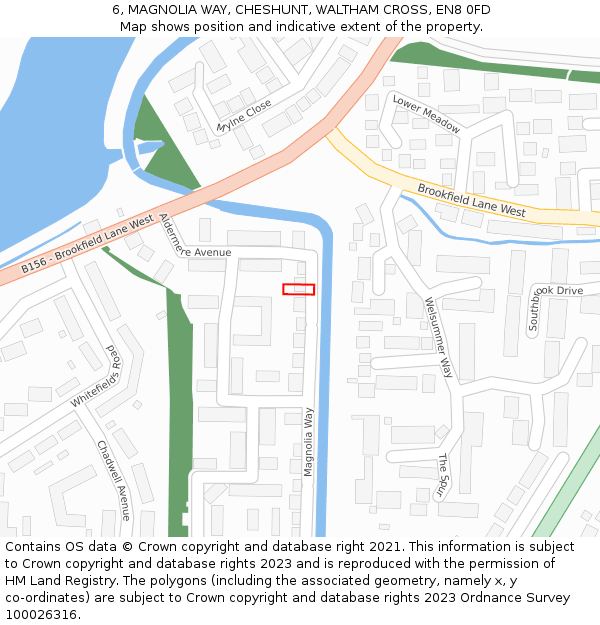 6, MAGNOLIA WAY, CHESHUNT, WALTHAM CROSS, EN8 0FD: Location map and indicative extent of plot