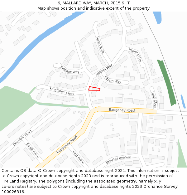 6, MALLARD WAY, MARCH, PE15 9HT: Location map and indicative extent of plot