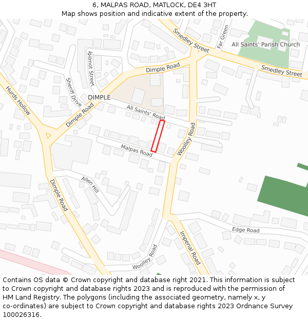 6, MALPAS ROAD, MATLOCK, DE4 3HT: Location map and indicative extent of plot