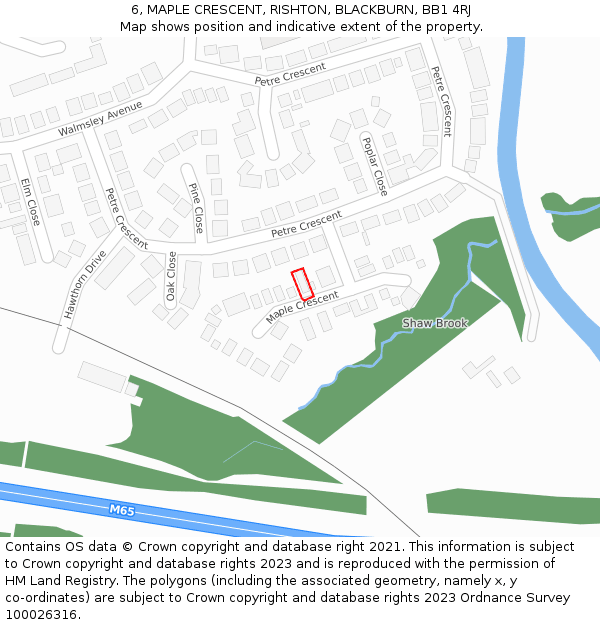6, MAPLE CRESCENT, RISHTON, BLACKBURN, BB1 4RJ: Location map and indicative extent of plot