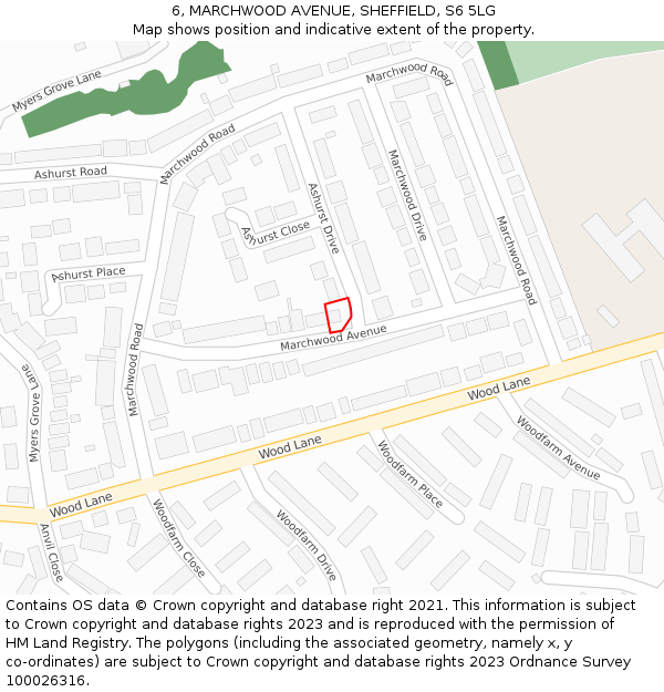 6, MARCHWOOD AVENUE, SHEFFIELD, S6 5LG: Location map and indicative extent of plot
