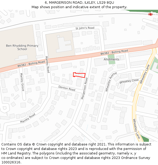 6, MARGERISON ROAD, ILKLEY, LS29 8QU: Location map and indicative extent of plot