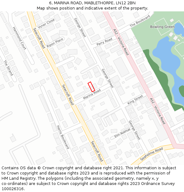 6, MARINA ROAD, MABLETHORPE, LN12 2BN: Location map and indicative extent of plot