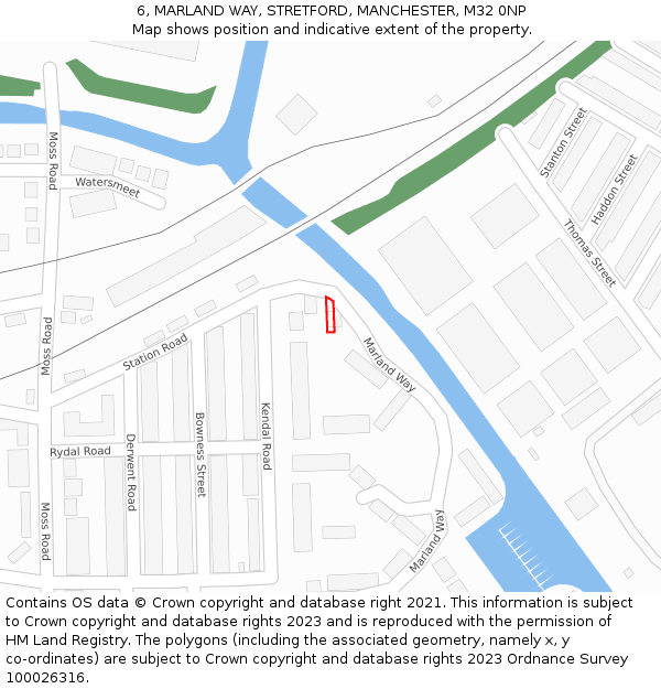 6, MARLAND WAY, STRETFORD, MANCHESTER, M32 0NP: Location map and indicative extent of plot