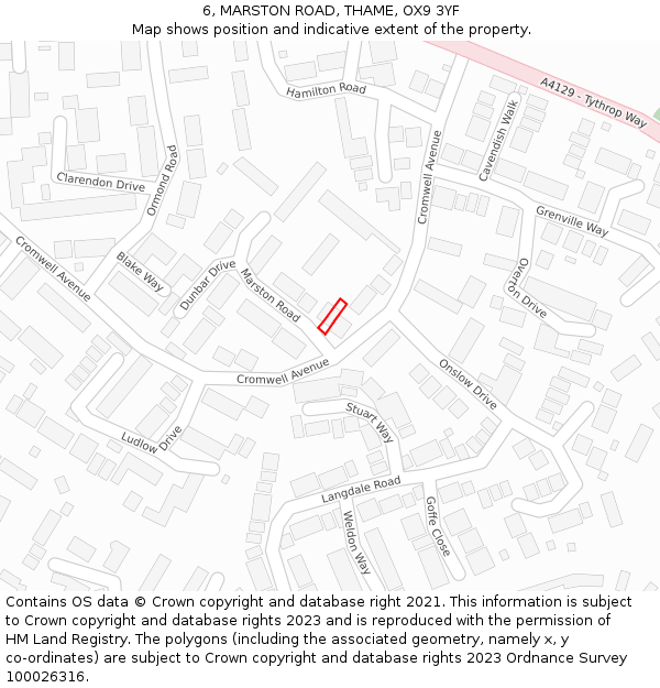 6, MARSTON ROAD, THAME, OX9 3YF: Location map and indicative extent of plot