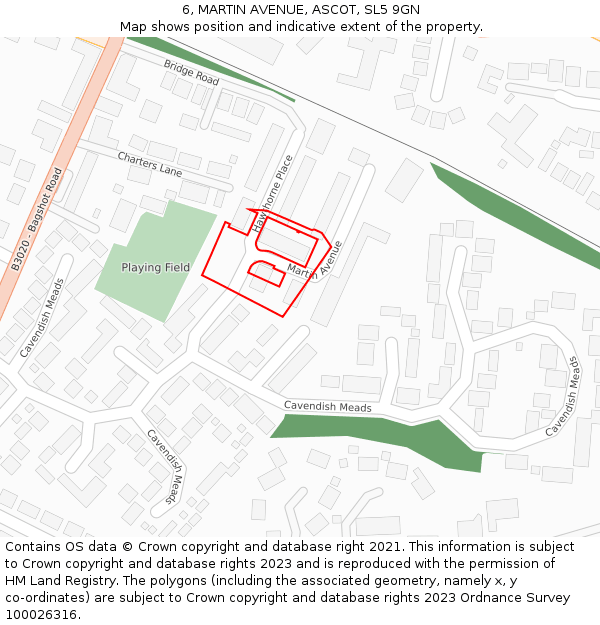 6, MARTIN AVENUE, ASCOT, SL5 9GN: Location map and indicative extent of plot