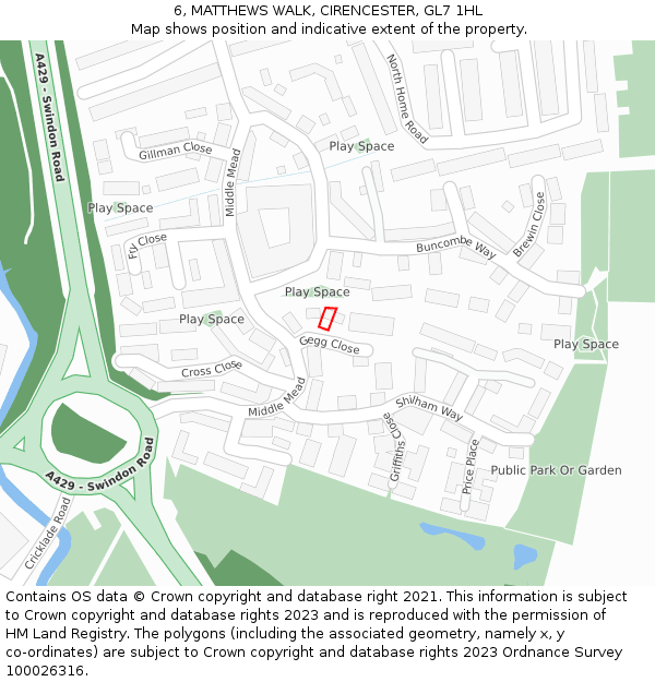 6, MATTHEWS WALK, CIRENCESTER, GL7 1HL: Location map and indicative extent of plot