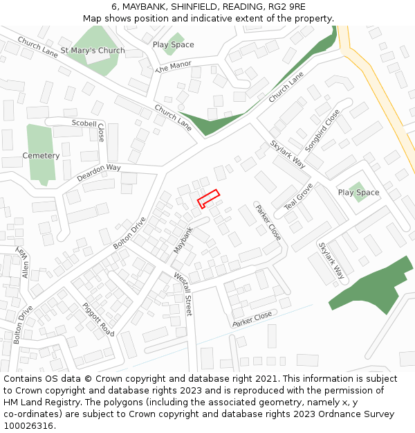 6, MAYBANK, SHINFIELD, READING, RG2 9RE: Location map and indicative extent of plot