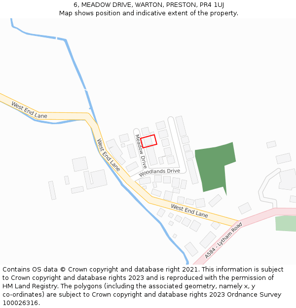 6, MEADOW DRIVE, WARTON, PRESTON, PR4 1UJ: Location map and indicative extent of plot