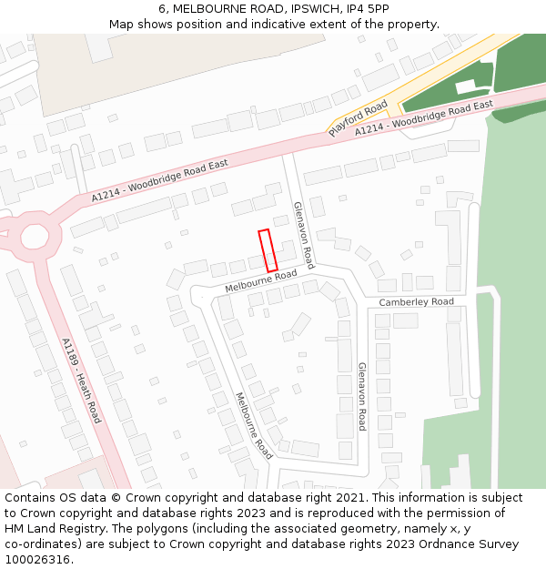 6, MELBOURNE ROAD, IPSWICH, IP4 5PP: Location map and indicative extent of plot