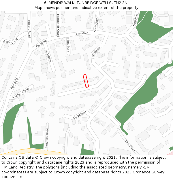 6, MENDIP WALK, TUNBRIDGE WELLS, TN2 3NL: Location map and indicative extent of plot