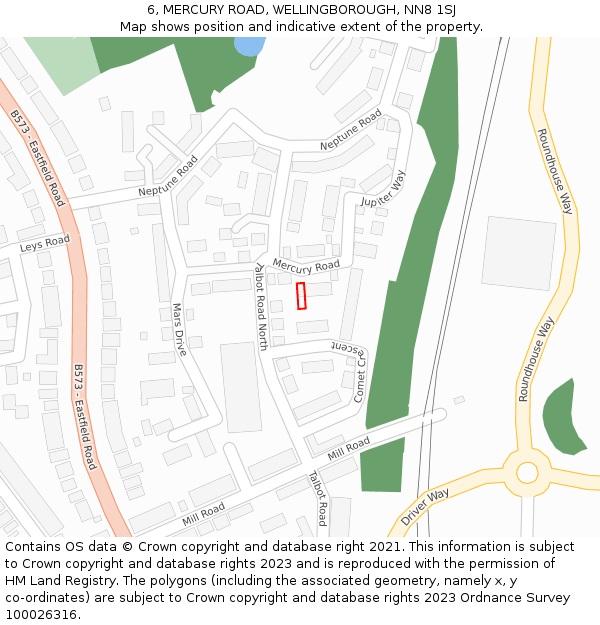 6, MERCURY ROAD, WELLINGBOROUGH, NN8 1SJ: Location map and indicative extent of plot
