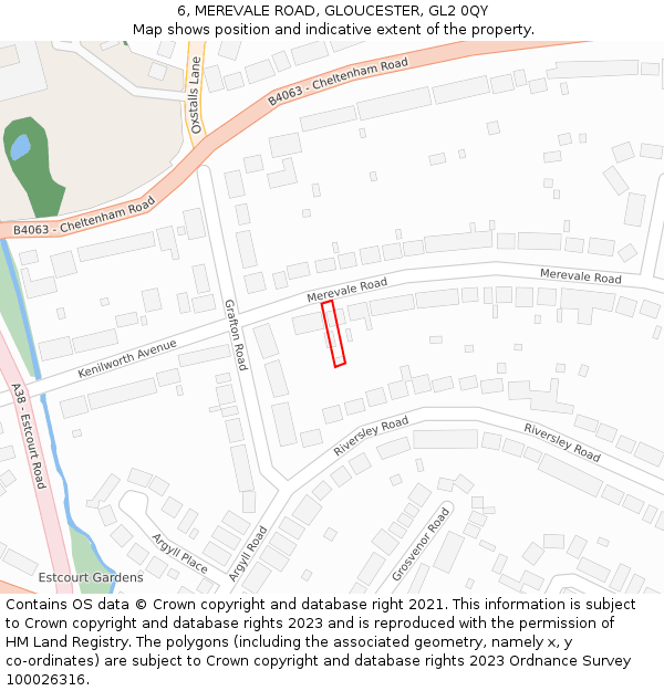 6, MEREVALE ROAD, GLOUCESTER, GL2 0QY: Location map and indicative extent of plot