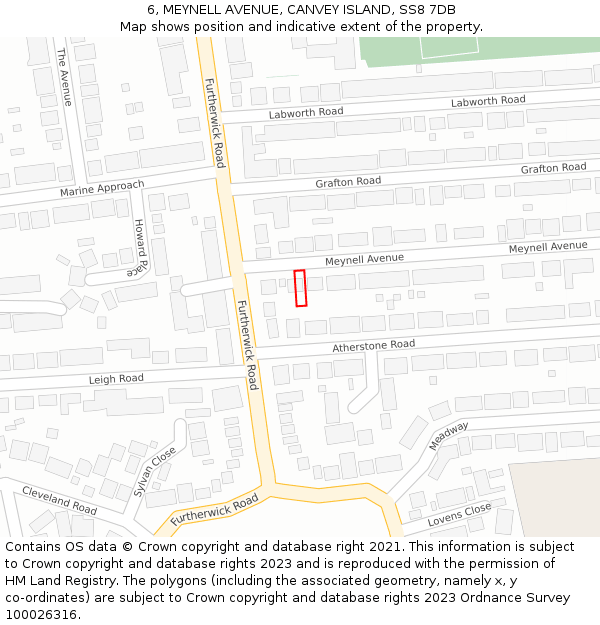 6, MEYNELL AVENUE, CANVEY ISLAND, SS8 7DB: Location map and indicative extent of plot