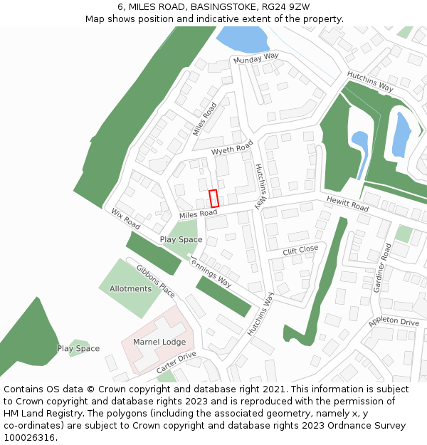 6, MILES ROAD, BASINGSTOKE, RG24 9ZW: Location map and indicative extent of plot