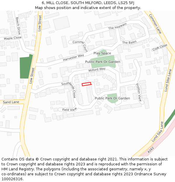 6, MILL CLOSE, SOUTH MILFORD, LEEDS, LS25 5FJ: Location map and indicative extent of plot