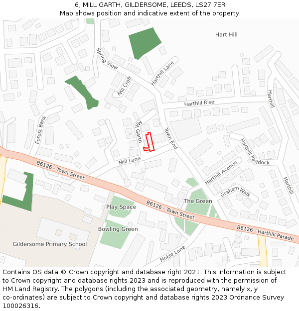 6, MILL GARTH, GILDERSOME, LEEDS, LS27 7ER: Location map and indicative extent of plot
