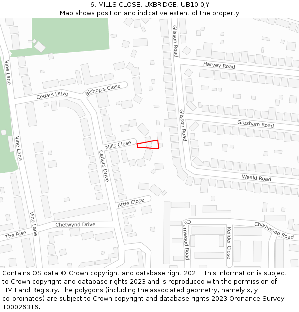 6, MILLS CLOSE, UXBRIDGE, UB10 0JY: Location map and indicative extent of plot