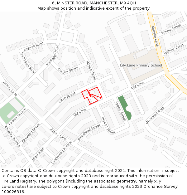 6, MINSTER ROAD, MANCHESTER, M9 4QH: Location map and indicative extent of plot