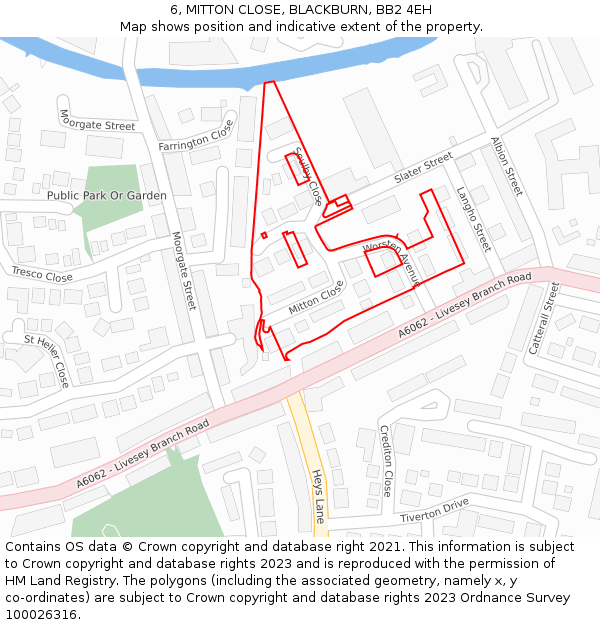 6, MITTON CLOSE, BLACKBURN, BB2 4EH: Location map and indicative extent of plot
