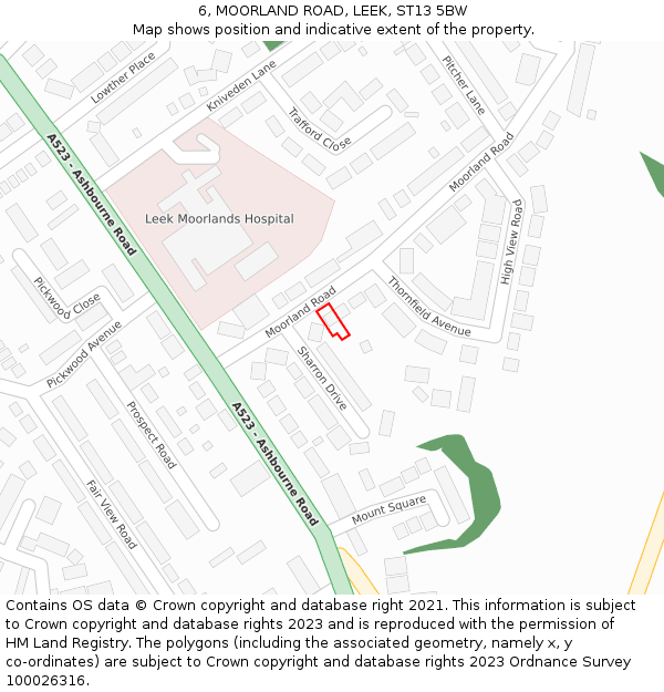 6, MOORLAND ROAD, LEEK, ST13 5BW: Location map and indicative extent of plot