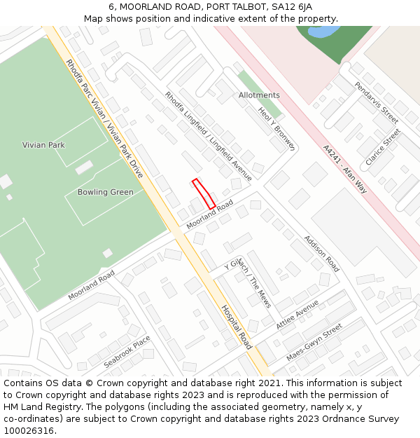 6, MOORLAND ROAD, PORT TALBOT, SA12 6JA: Location map and indicative extent of plot
