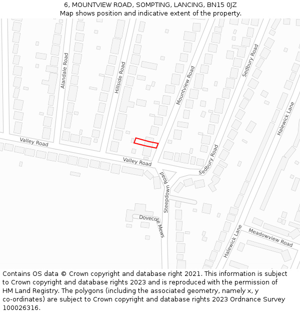 6, MOUNTVIEW ROAD, SOMPTING, LANCING, BN15 0JZ: Location map and indicative extent of plot