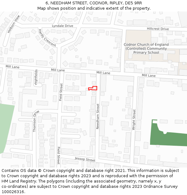 6, NEEDHAM STREET, CODNOR, RIPLEY, DE5 9RR: Location map and indicative extent of plot