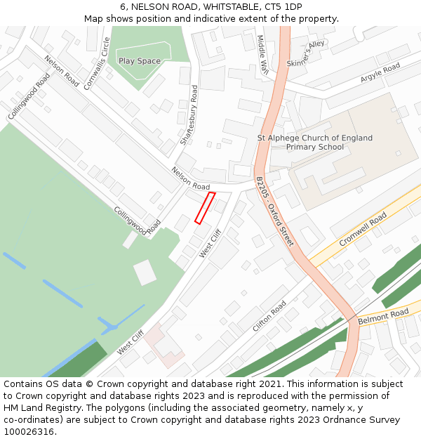 6, NELSON ROAD, WHITSTABLE, CT5 1DP: Location map and indicative extent of plot