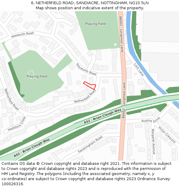 6, NETHERFIELD ROAD, SANDIACRE, NOTTINGHAM, NG10 5LN: Location map and indicative extent of plot