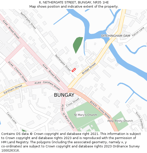 6, NETHERGATE STREET, BUNGAY, NR35 1HE: Location map and indicative extent of plot