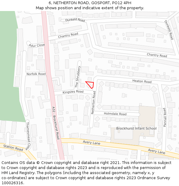 6, NETHERTON ROAD, GOSPORT, PO12 4PH: Location map and indicative extent of plot