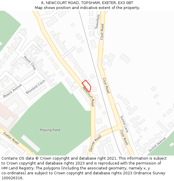 6, NEWCOURT ROAD, TOPSHAM, EXETER, EX3 0BT: Location map and indicative extent of plot