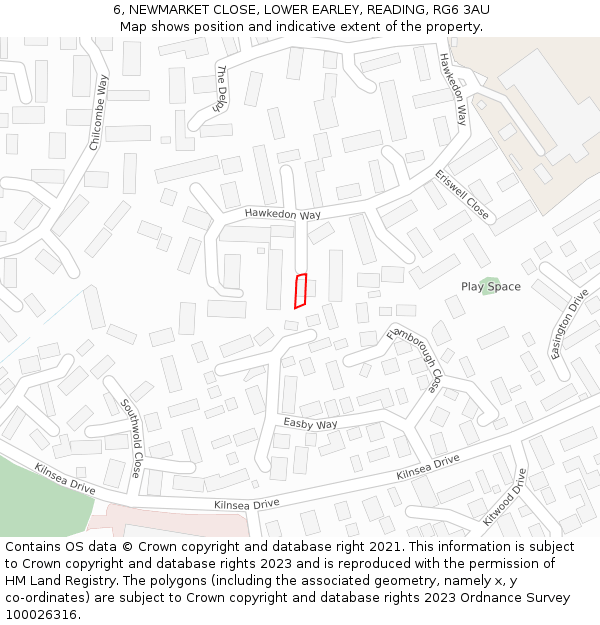 6, NEWMARKET CLOSE, LOWER EARLEY, READING, RG6 3AU: Location map and indicative extent of plot