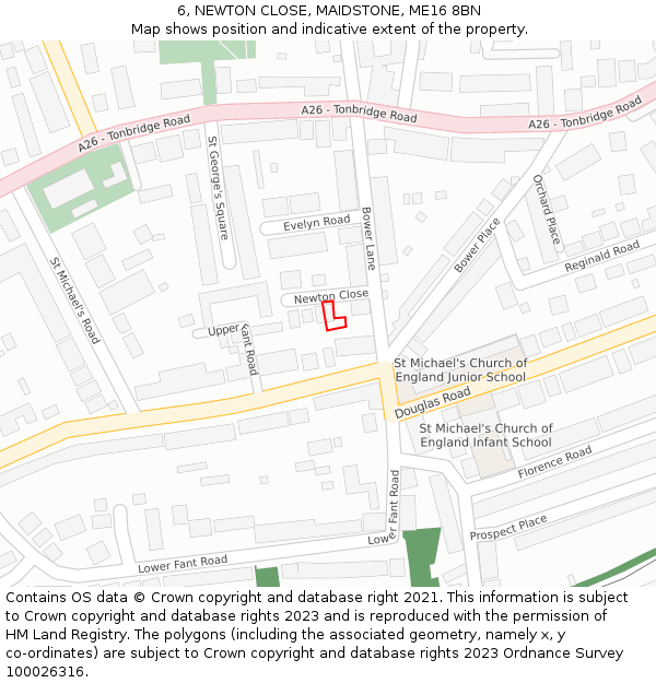 6, NEWTON CLOSE, MAIDSTONE, ME16 8BN: Location map and indicative extent of plot