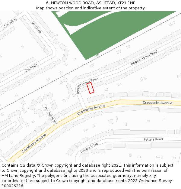 6, NEWTON WOOD ROAD, ASHTEAD, KT21 1NP: Location map and indicative extent of plot