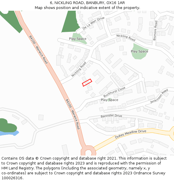 6, NICKLING ROAD, BANBURY, OX16 1AR: Location map and indicative extent of plot