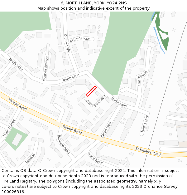 6, NORTH LANE, YORK, YO24 2NS: Location map and indicative extent of plot