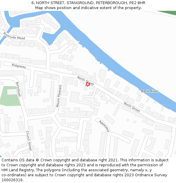 6, NORTH STREET, STANGROUND, PETERBOROUGH, PE2 8HR: Location map and indicative extent of plot