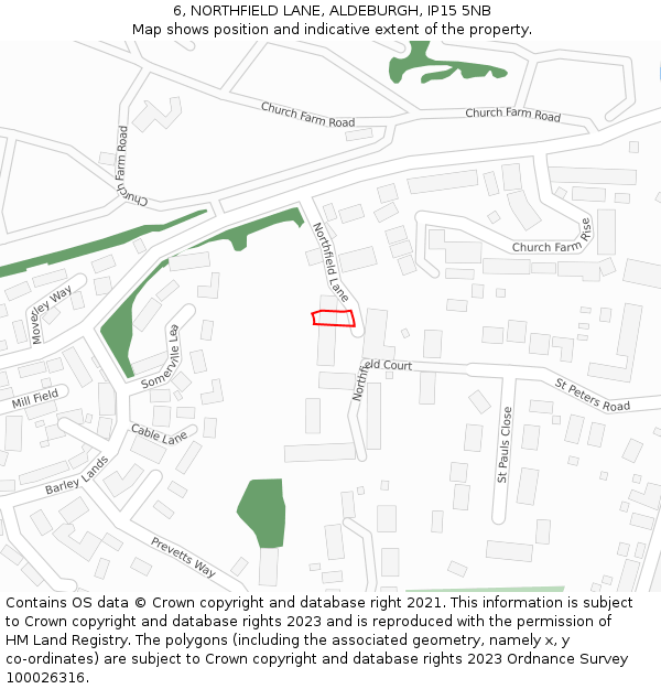 6, NORTHFIELD LANE, ALDEBURGH, IP15 5NB: Location map and indicative extent of plot