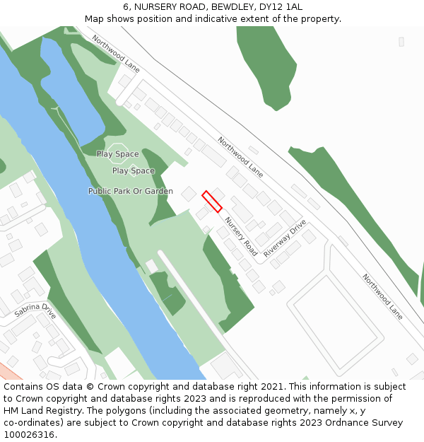 6, NURSERY ROAD, BEWDLEY, DY12 1AL: Location map and indicative extent of plot