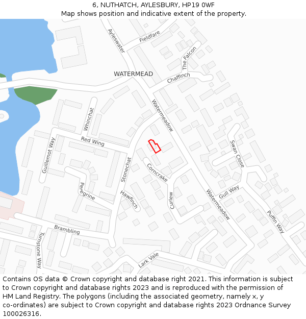 6, NUTHATCH, AYLESBURY, HP19 0WF: Location map and indicative extent of plot