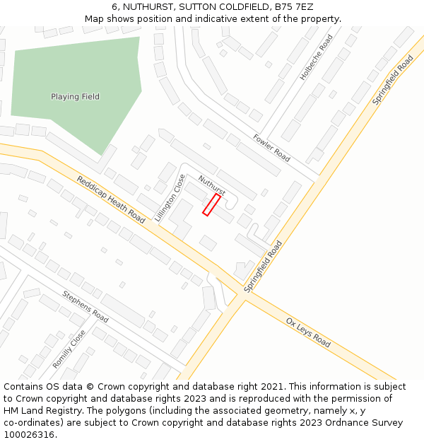 6, NUTHURST, SUTTON COLDFIELD, B75 7EZ: Location map and indicative extent of plot
