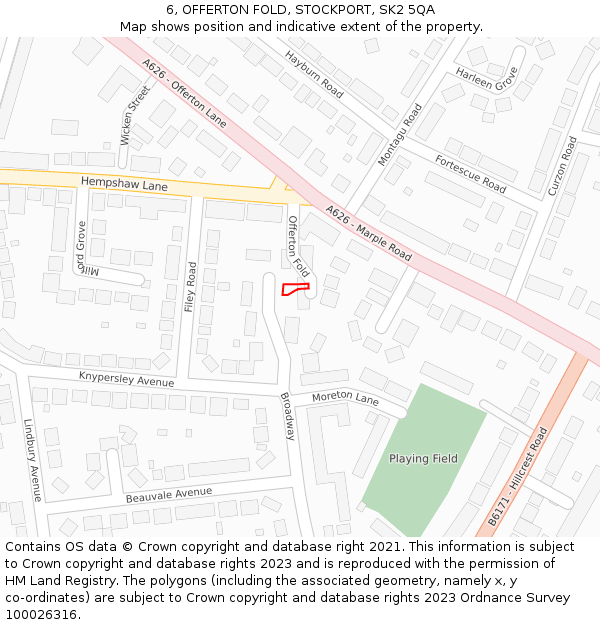 6, OFFERTON FOLD, STOCKPORT, SK2 5QA: Location map and indicative extent of plot