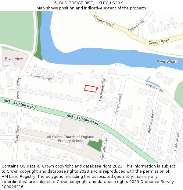 6, OLD BRIDGE RISE, ILKLEY, LS29 9HH: Location map and indicative extent of plot
