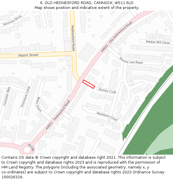 6, OLD HEDNESFORD ROAD, CANNOCK, WS11 6LD: Location map and indicative extent of plot