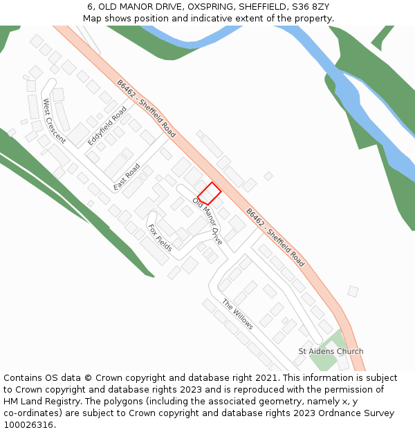 6, OLD MANOR DRIVE, OXSPRING, SHEFFIELD, S36 8ZY: Location map and indicative extent of plot