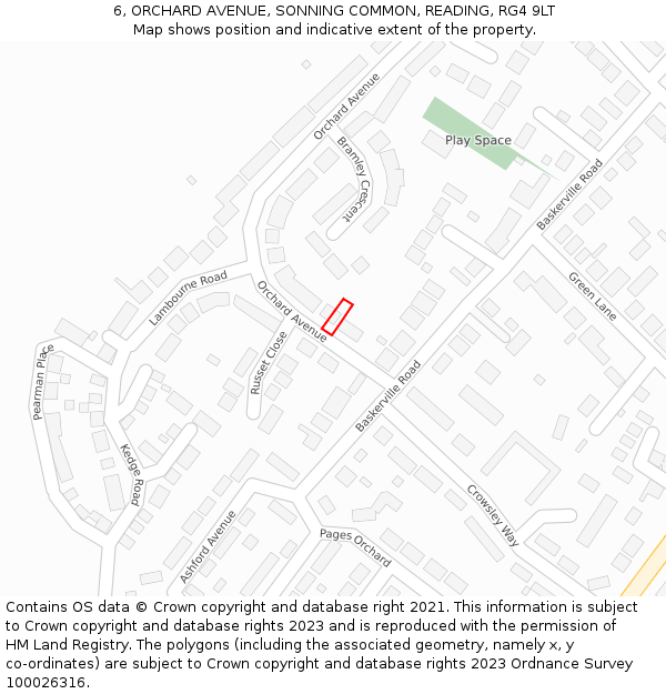 6, ORCHARD AVENUE, SONNING COMMON, READING, RG4 9LT: Location map and indicative extent of plot