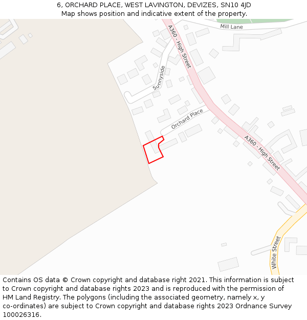 6, ORCHARD PLACE, WEST LAVINGTON, DEVIZES, SN10 4JD: Location map and indicative extent of plot