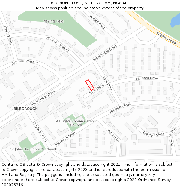 6, ORION CLOSE, NOTTINGHAM, NG8 4EL: Location map and indicative extent of plot